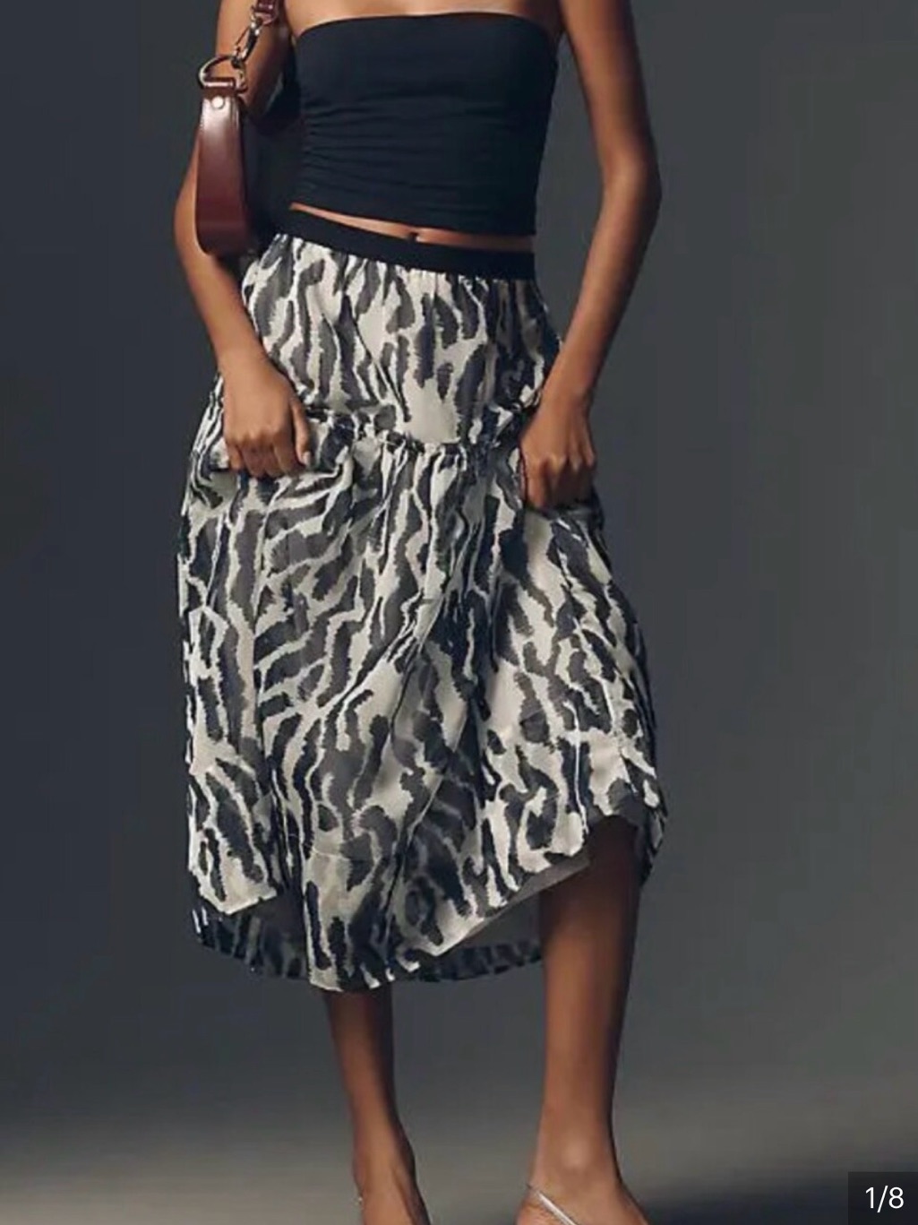 Maeve Anthropologie Abstract Animal Print Tiered Midi Skirt Small